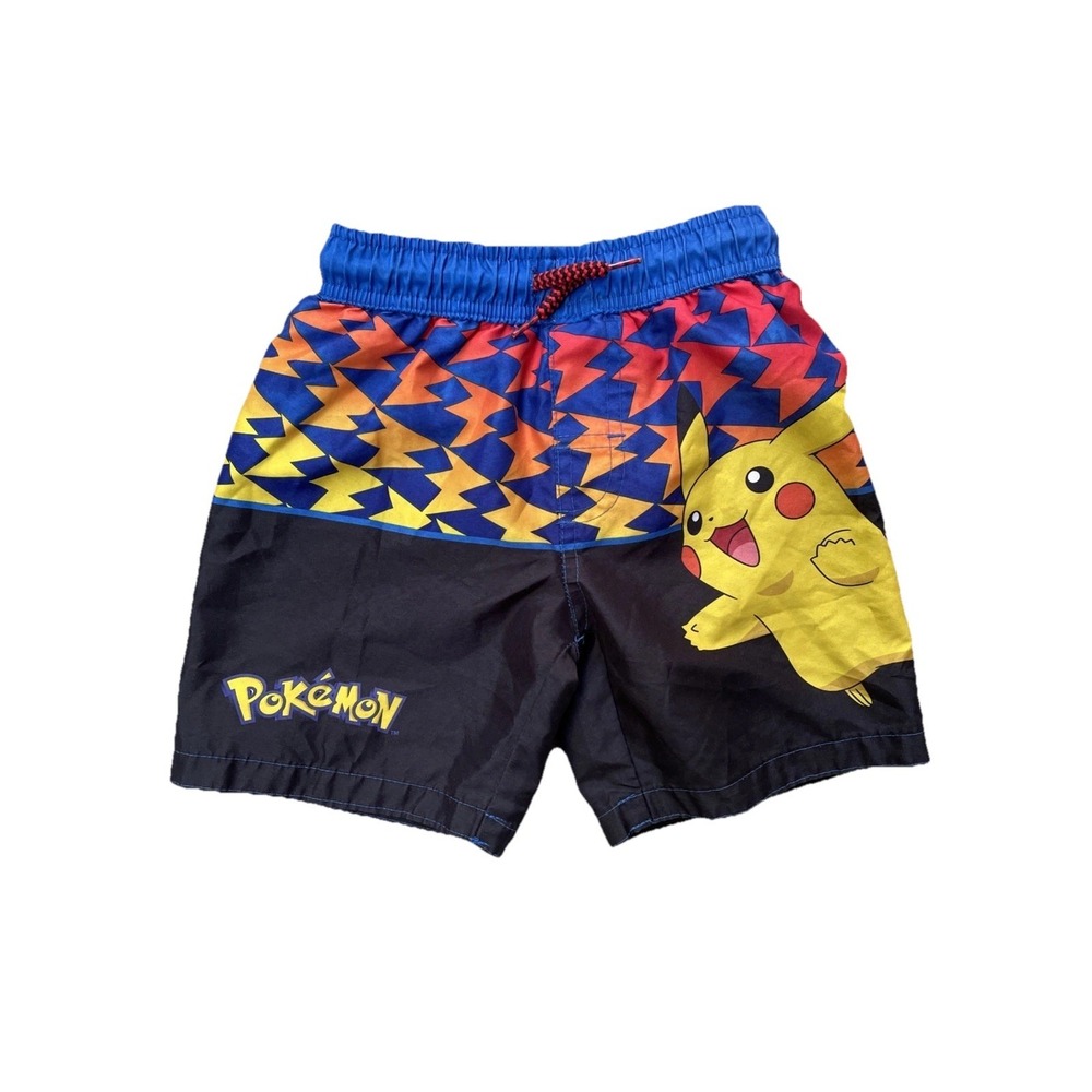 Vintage Pokemon Swim Trunks Youth XS Pikachu Multicolor Elastic Waist Swim Short